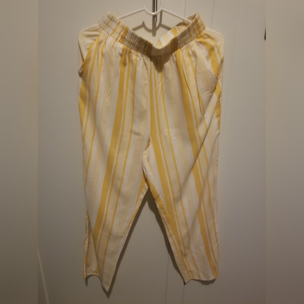 Forever 21 Yellow and White Striped Pants like new only used once Make an offer.